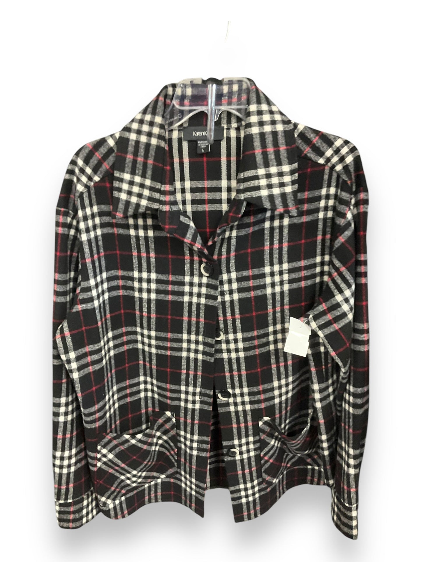 Jacket Shirt By Karen Kane In Plaid Pattern, Size: L