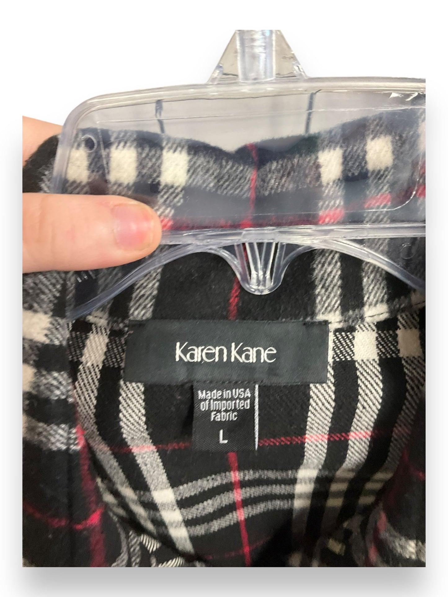 Jacket Shirt By Karen Kane In Plaid Pattern, Size: L