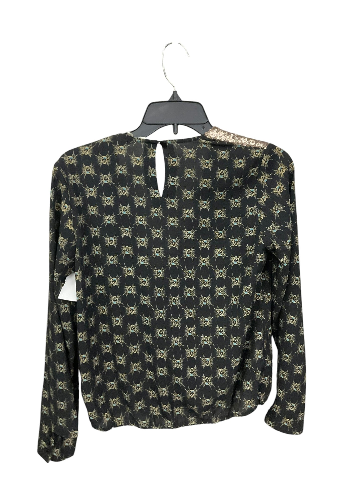 Blouse Long Sleeve By House Of Harlow In Black & Gold, Size: S