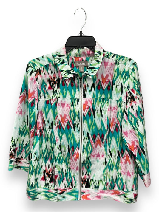 Jacket Shirt By Chicos In Multi-colored, Size: L