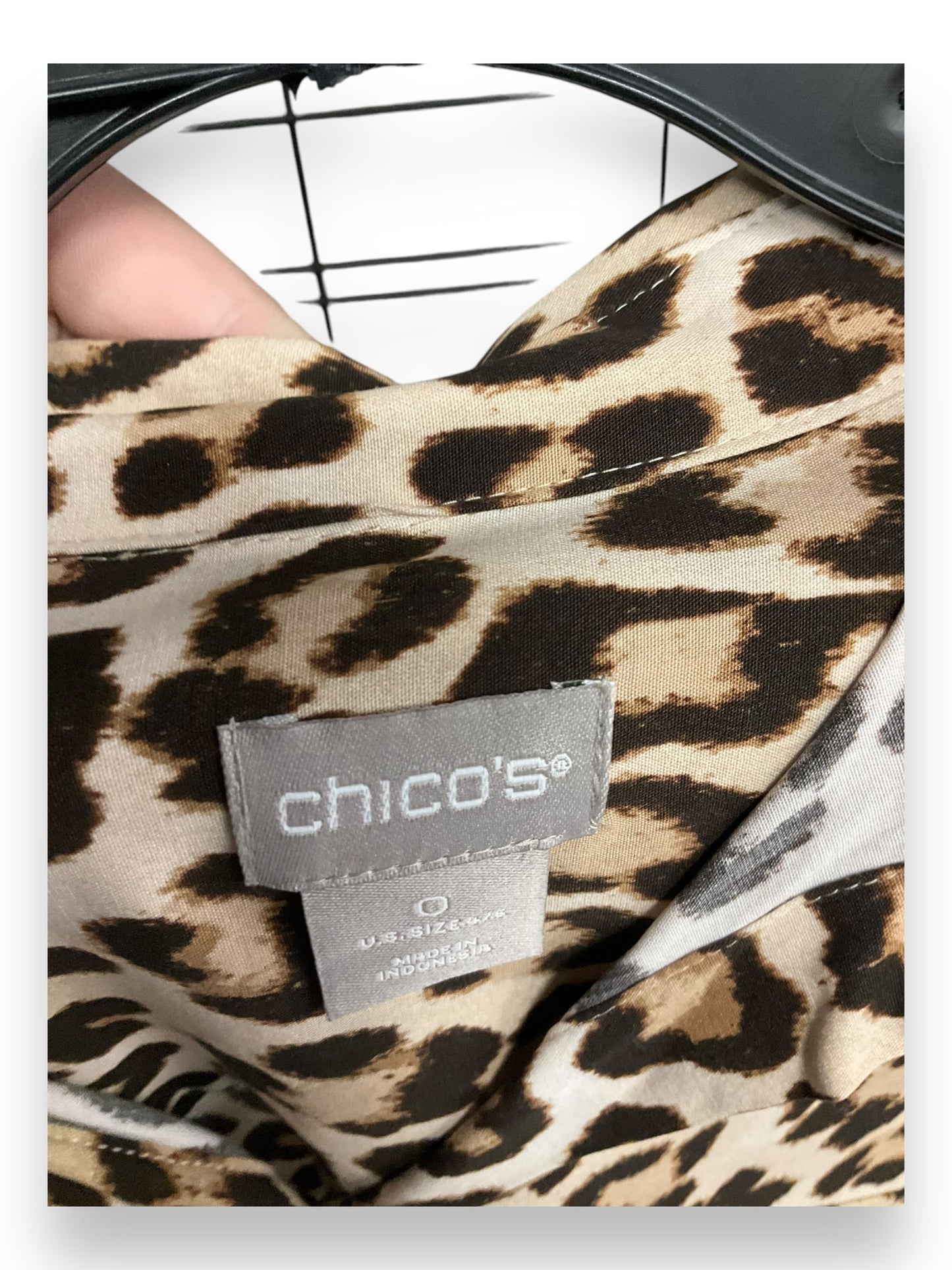 Blouse Long Sleeve By Chicos In Animal Print, Size: M