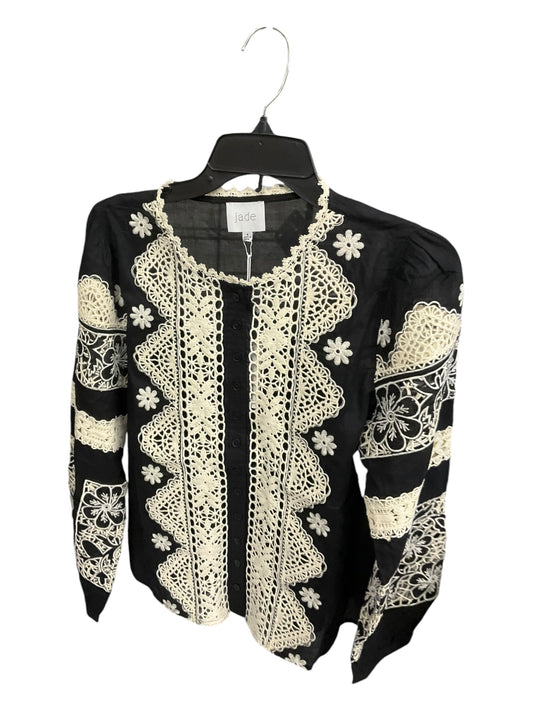 Blouse Long Sleeve By Johnny Was In Black & Cream, Size: S