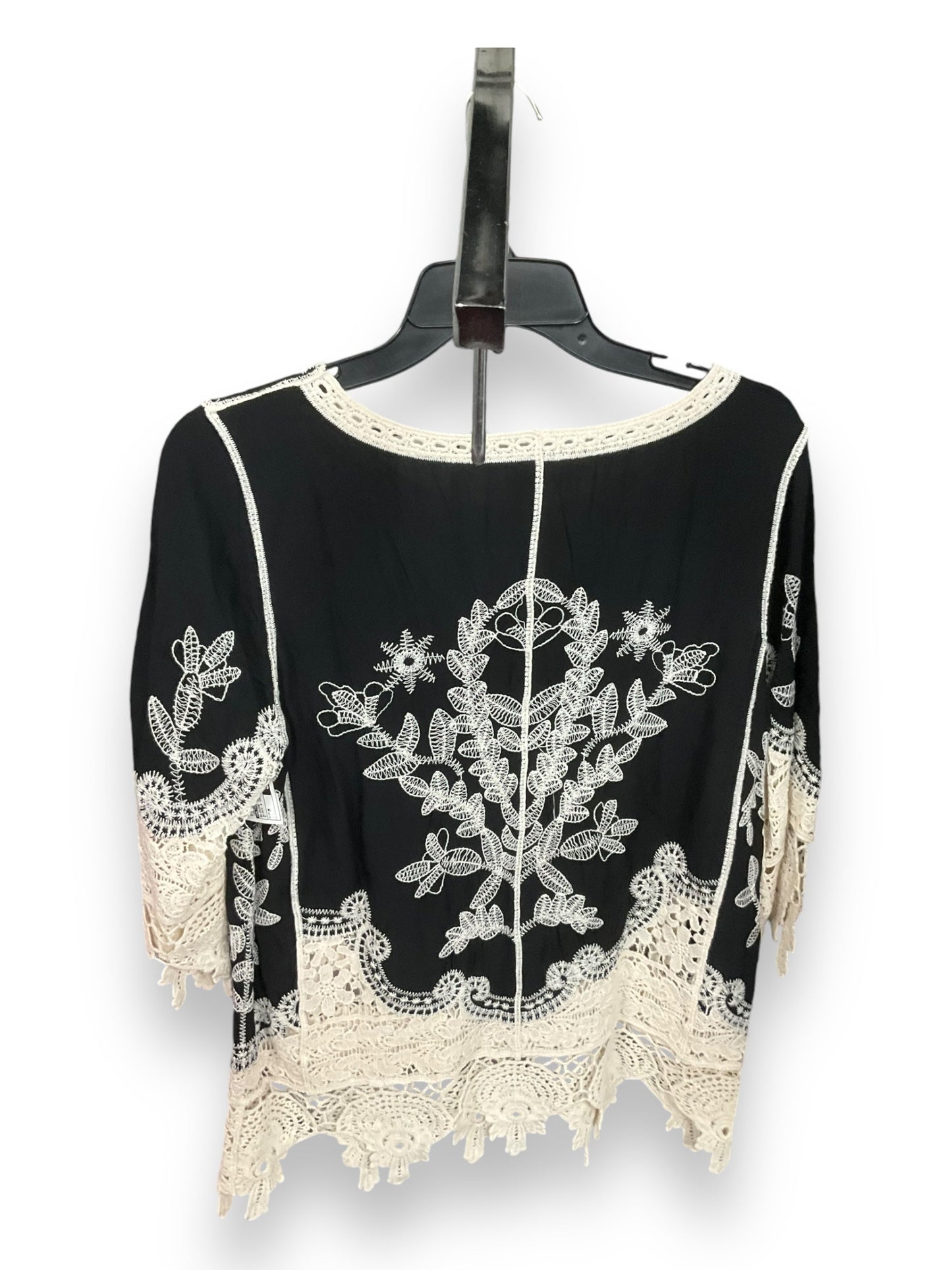 Blouse 3/4 Sleeve By Ultra Pink In Black & Cream, Size: M