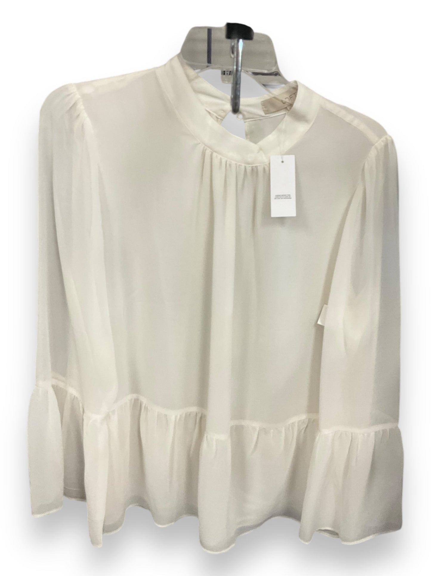 Blouse Long Sleeve By Loft In Ivory, Size: M