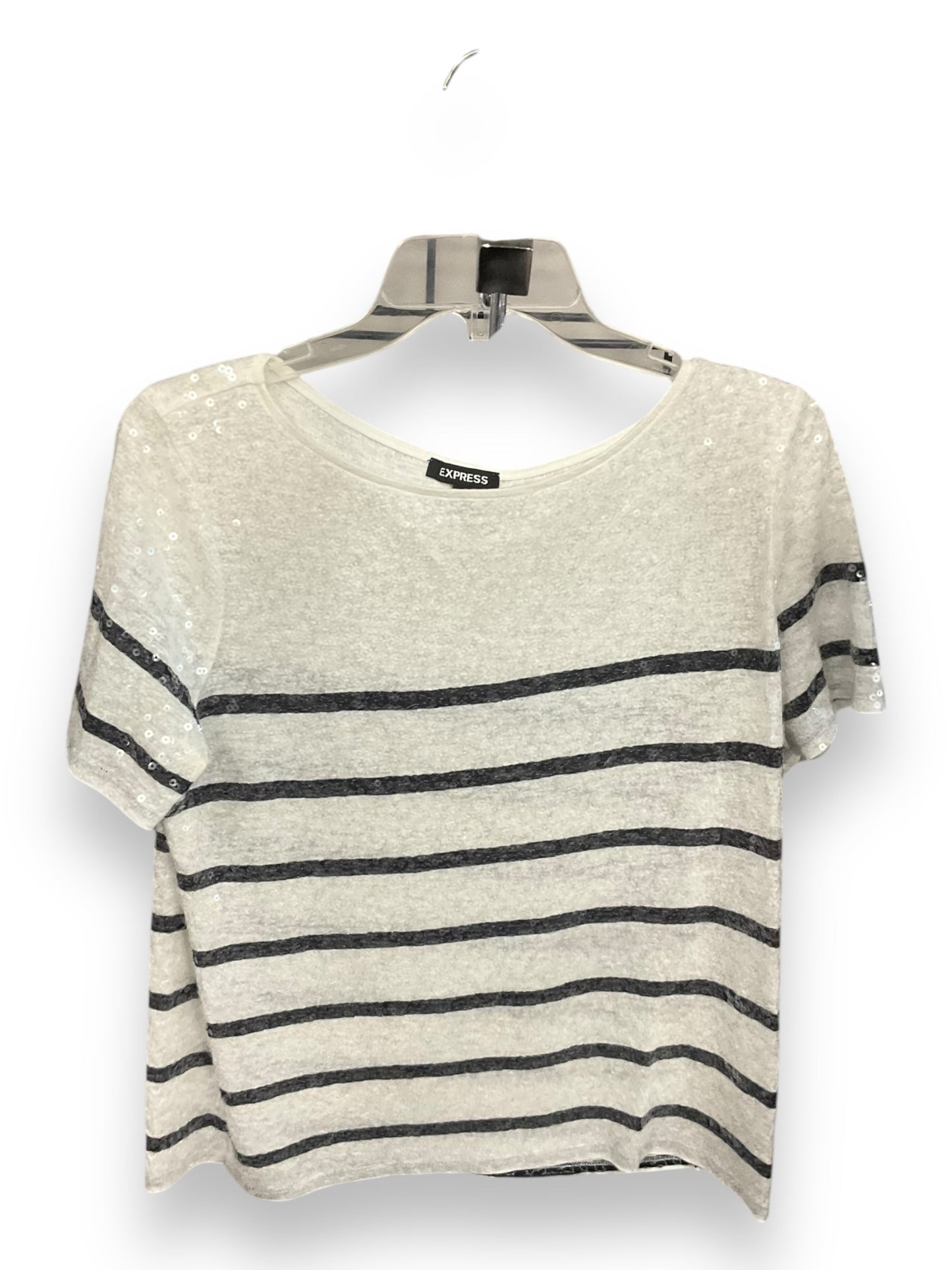 Top Short Sleeve By Express In Black & White