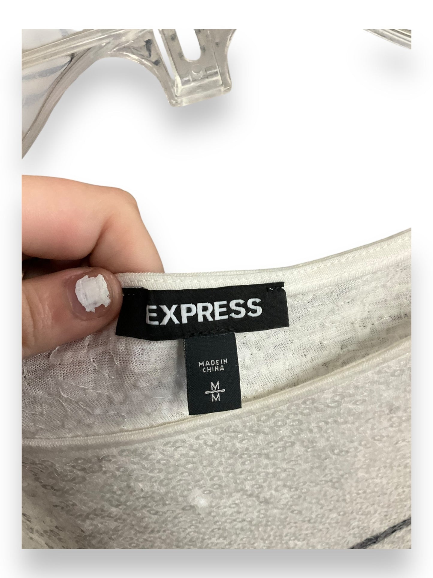 Top Short Sleeve By Express In Black & White