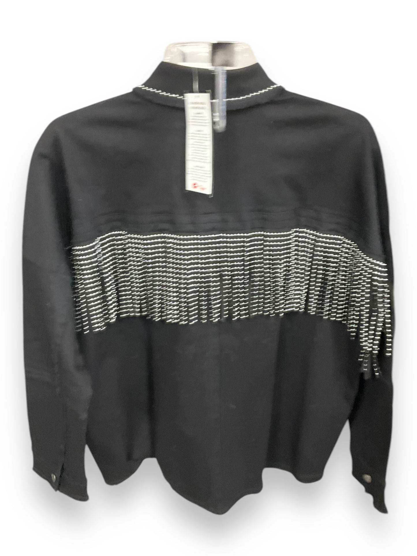 Blouse Long Sleeve By Clothes Mentor In Black & Silver, Size: Xs