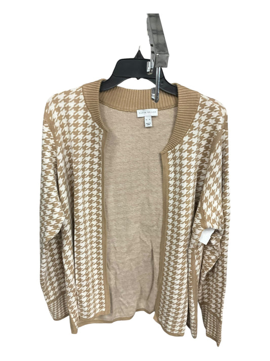 Sweater Cardigan By Susan Graver In Tan & White, Size: Xl