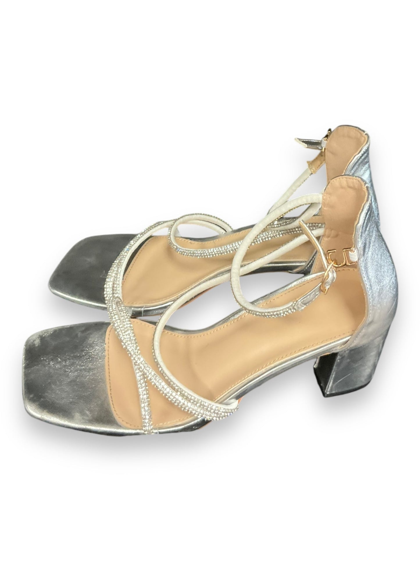 Shoes Heels Block By Clothes Mentor In Silver, Size: 8.5