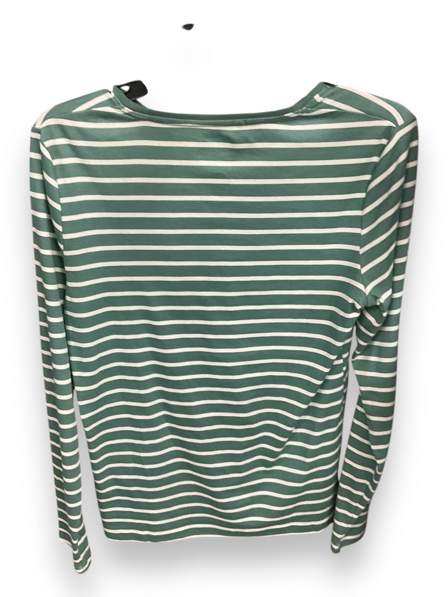 Top Long Sleeve By Croft And Barrow In Green & White, Size: S