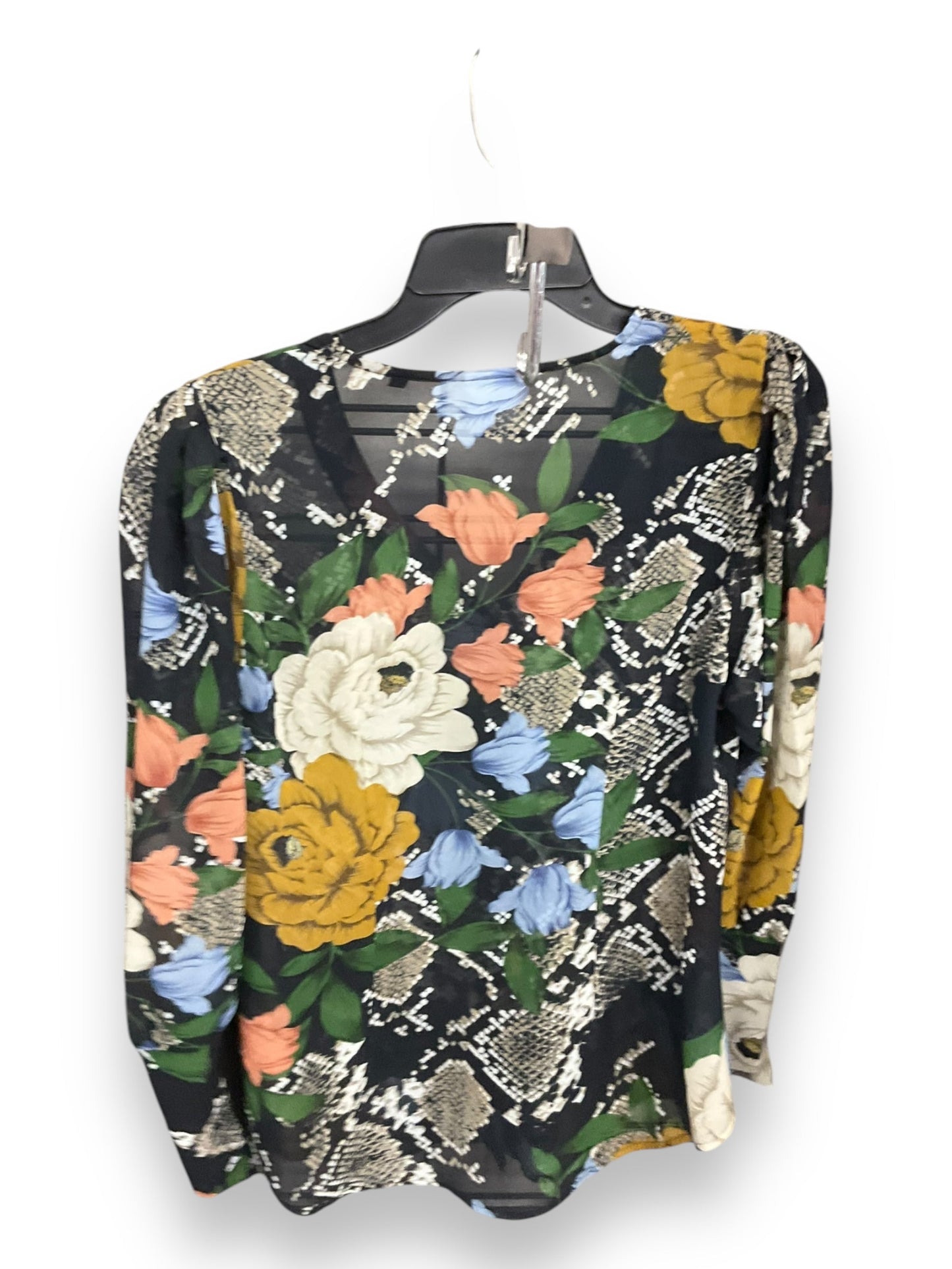 Blouse Long Sleeve By Cabi In Floral Print, Size: S