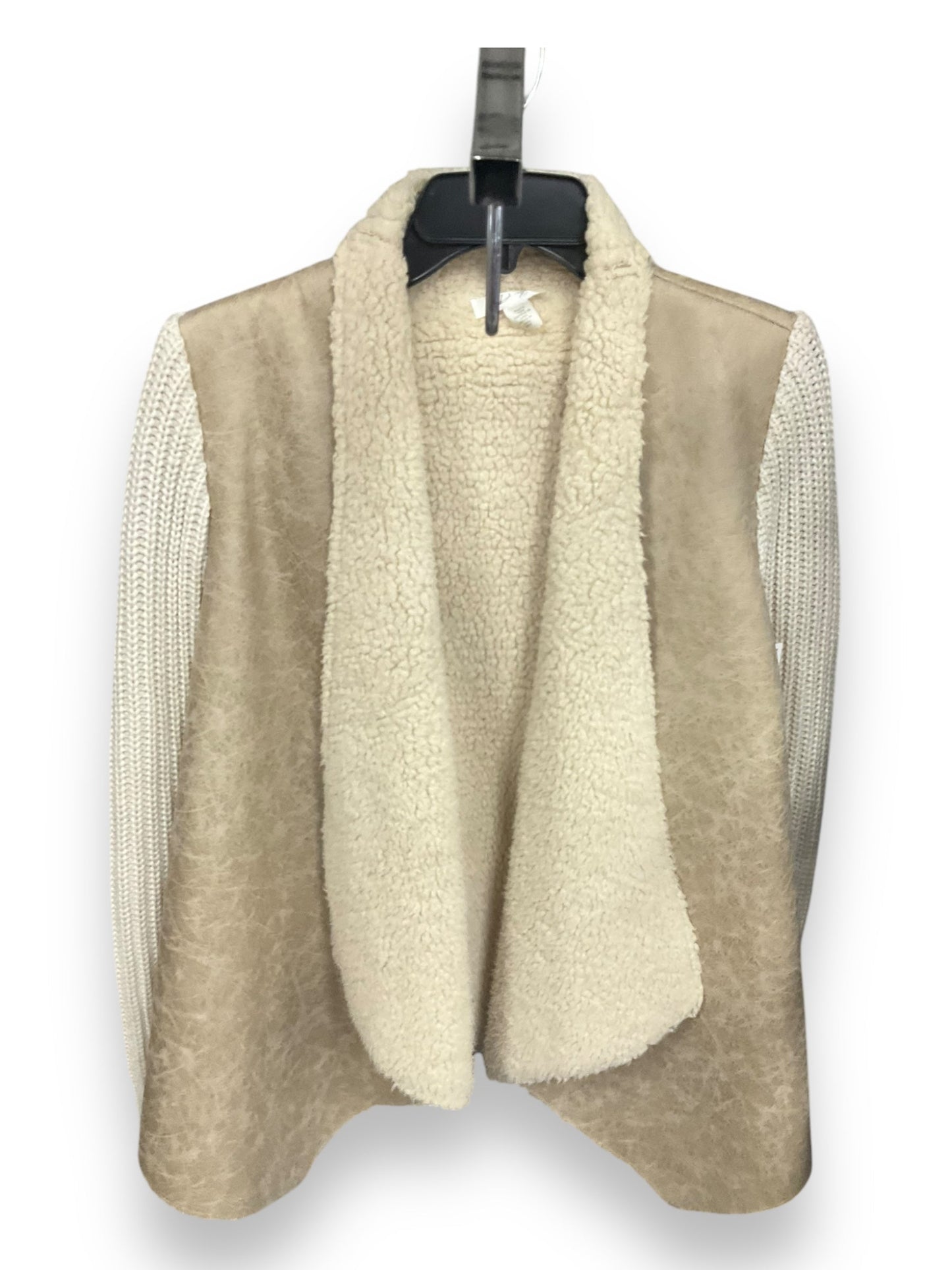 Sweater Cardigan By Rd Style In Tan & White, Size: S