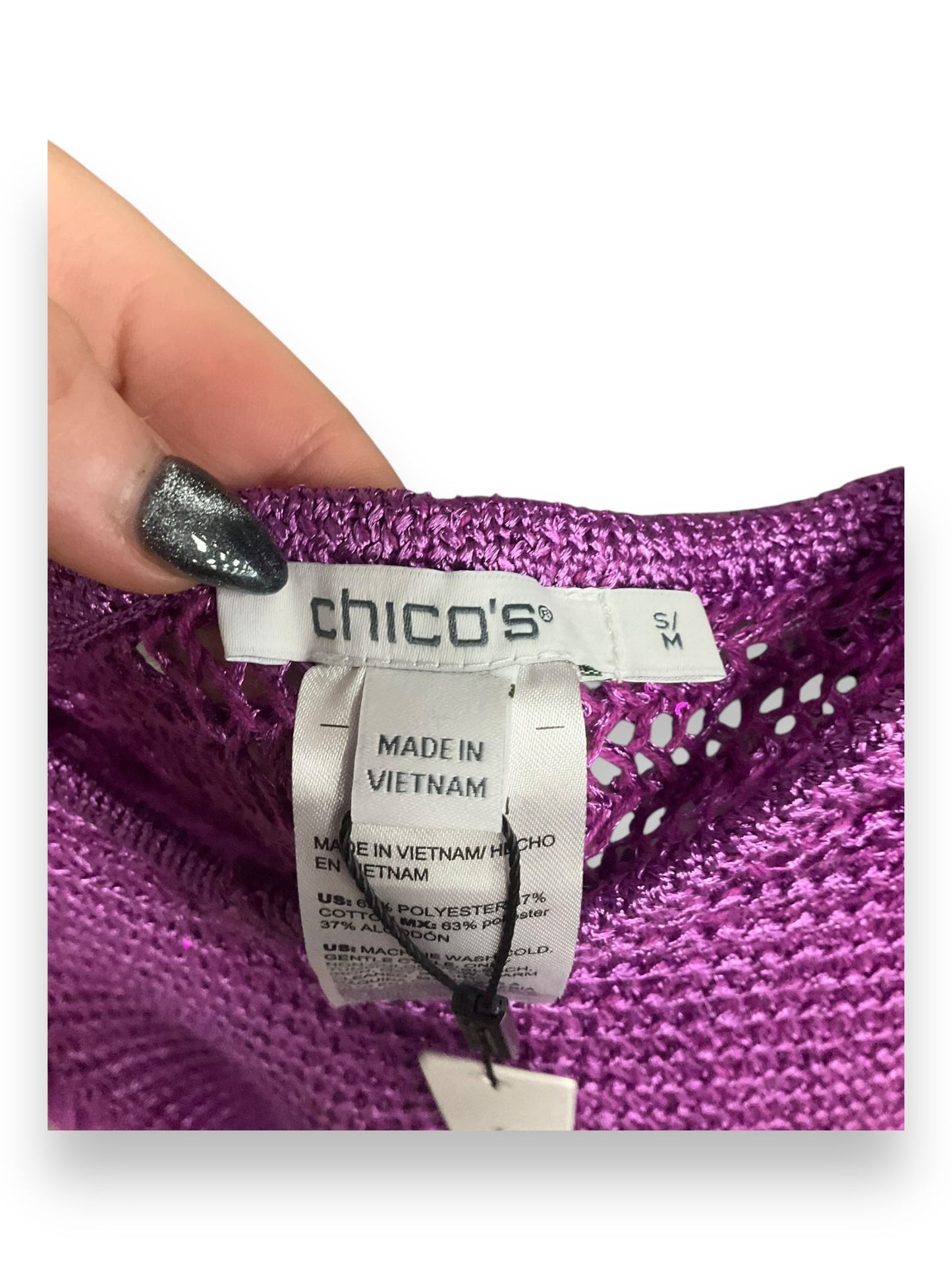 Sweater Short Sleeve By Chicos In Purple, Size: S