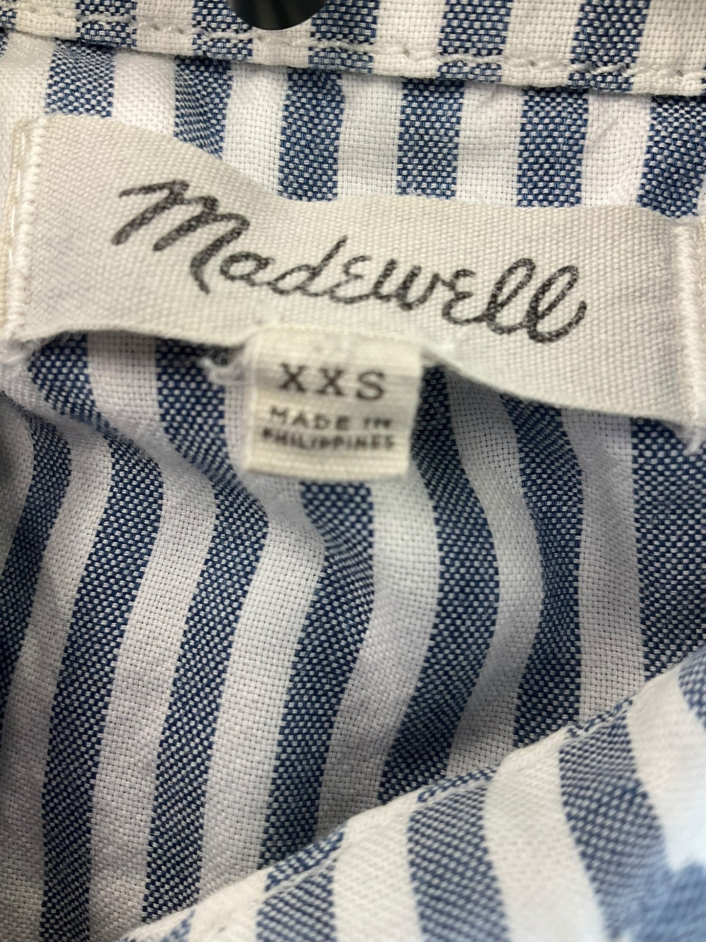 Blue & White Top Short Sleeve Madewell, Size Xxs