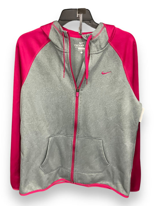 Athletic Jacket By Nike Apparel In Grey & Pink, Size: L