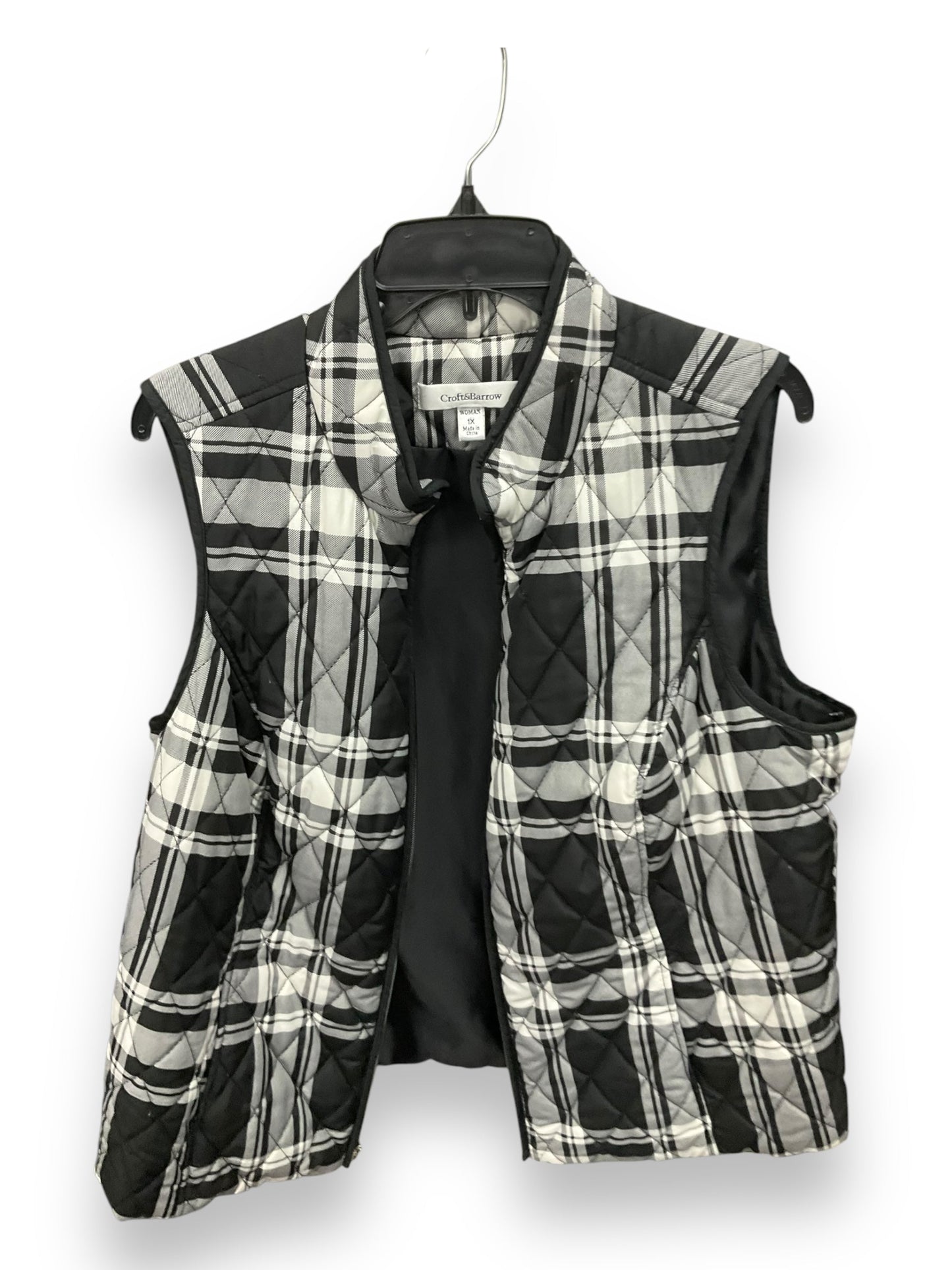 Vest Puffer & Quilted By Croft And Barrow In Plaid Pattern, Size: 1x