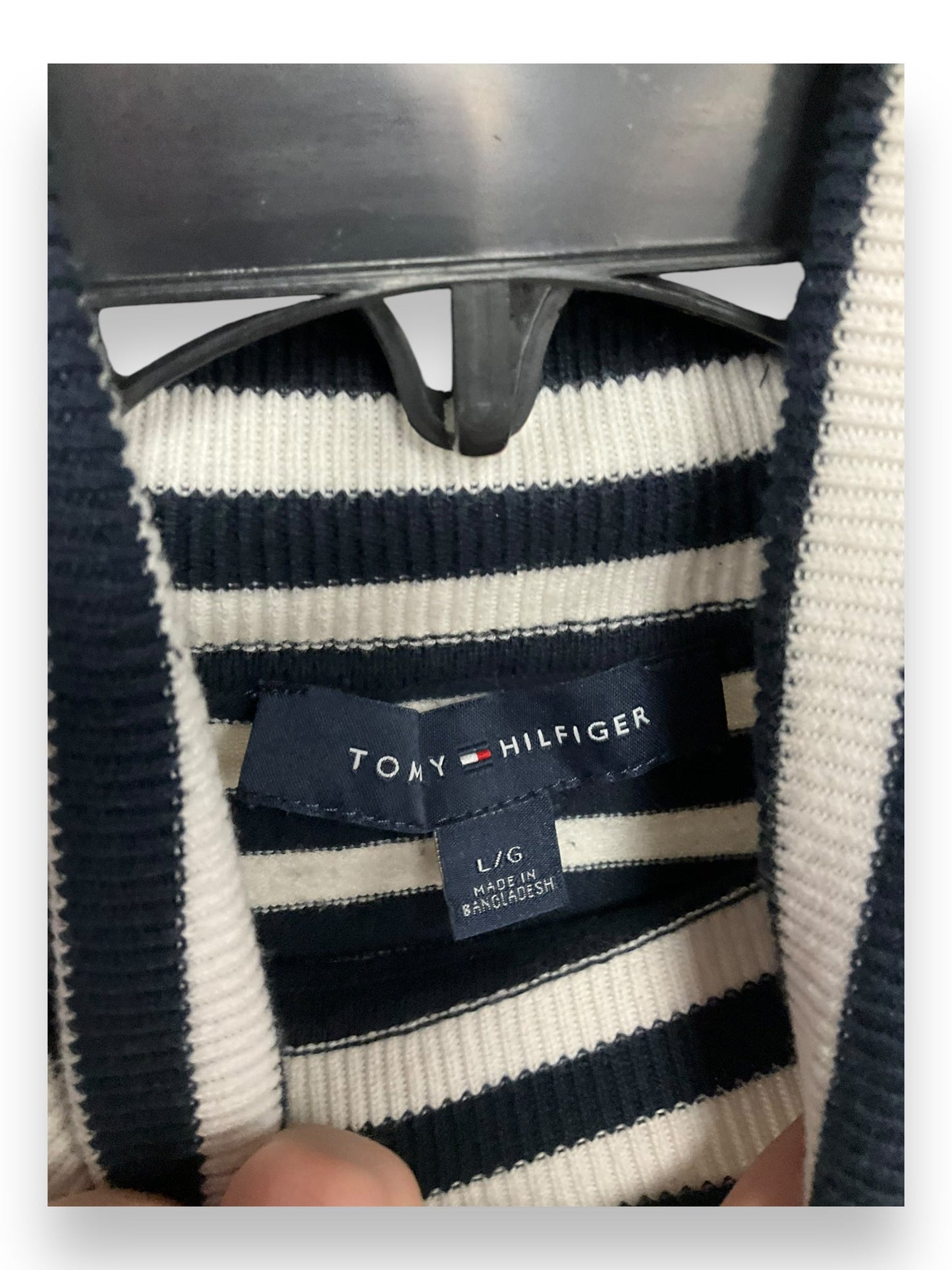 Sweater By Tommy Hilfiger In Blue & White, Size: L