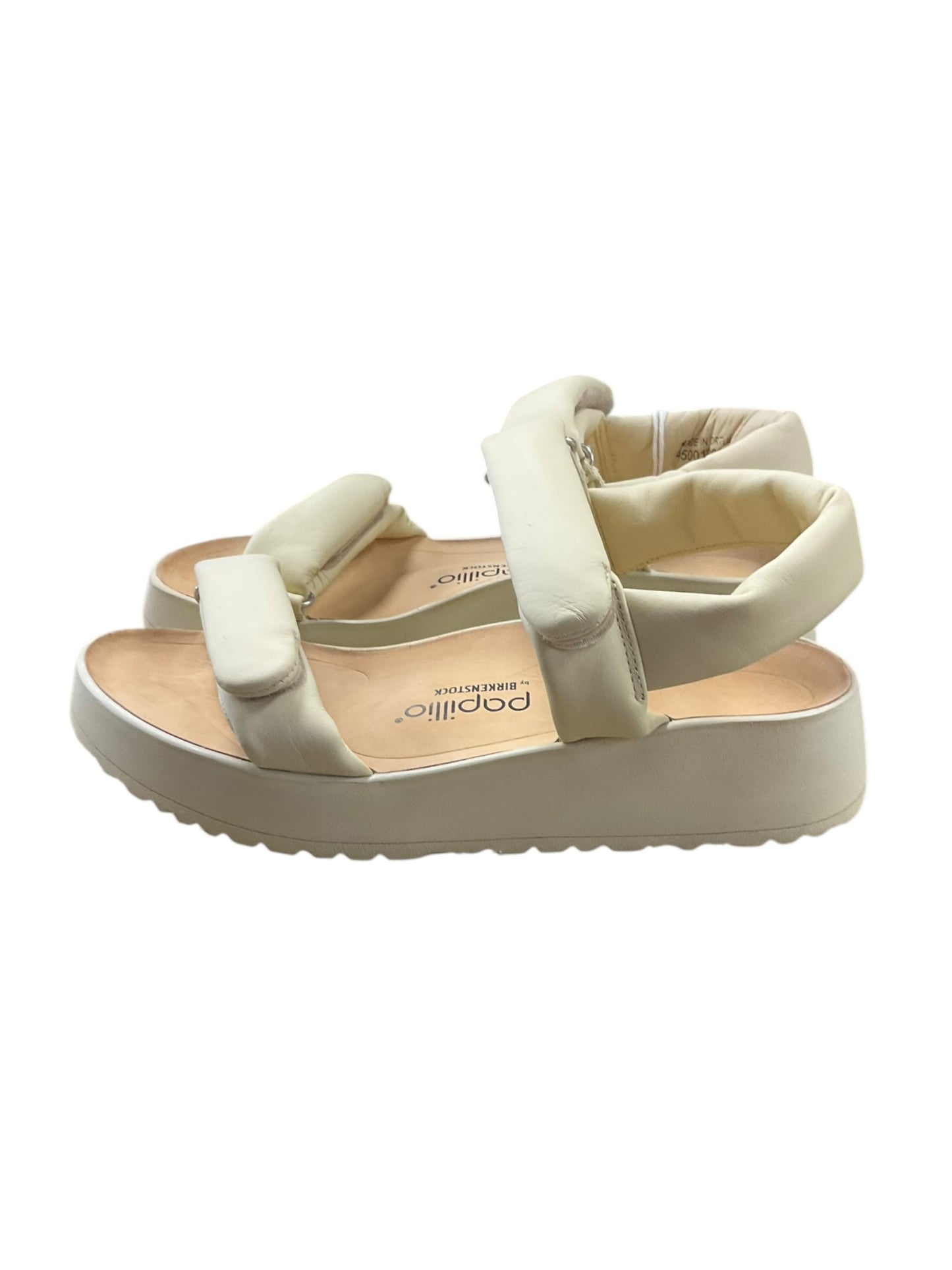 Sandals Heels Platform By Birkenstock In Cream, Size: 10.5