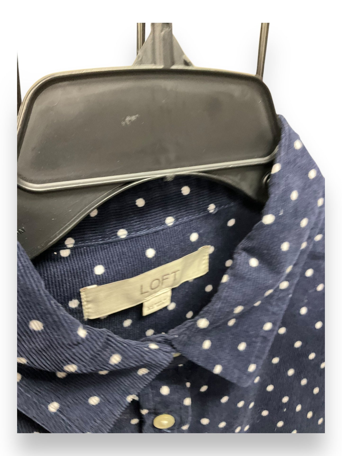 Blouse Long Sleeve By Loft In Polkadot Pattern, Size: Xs