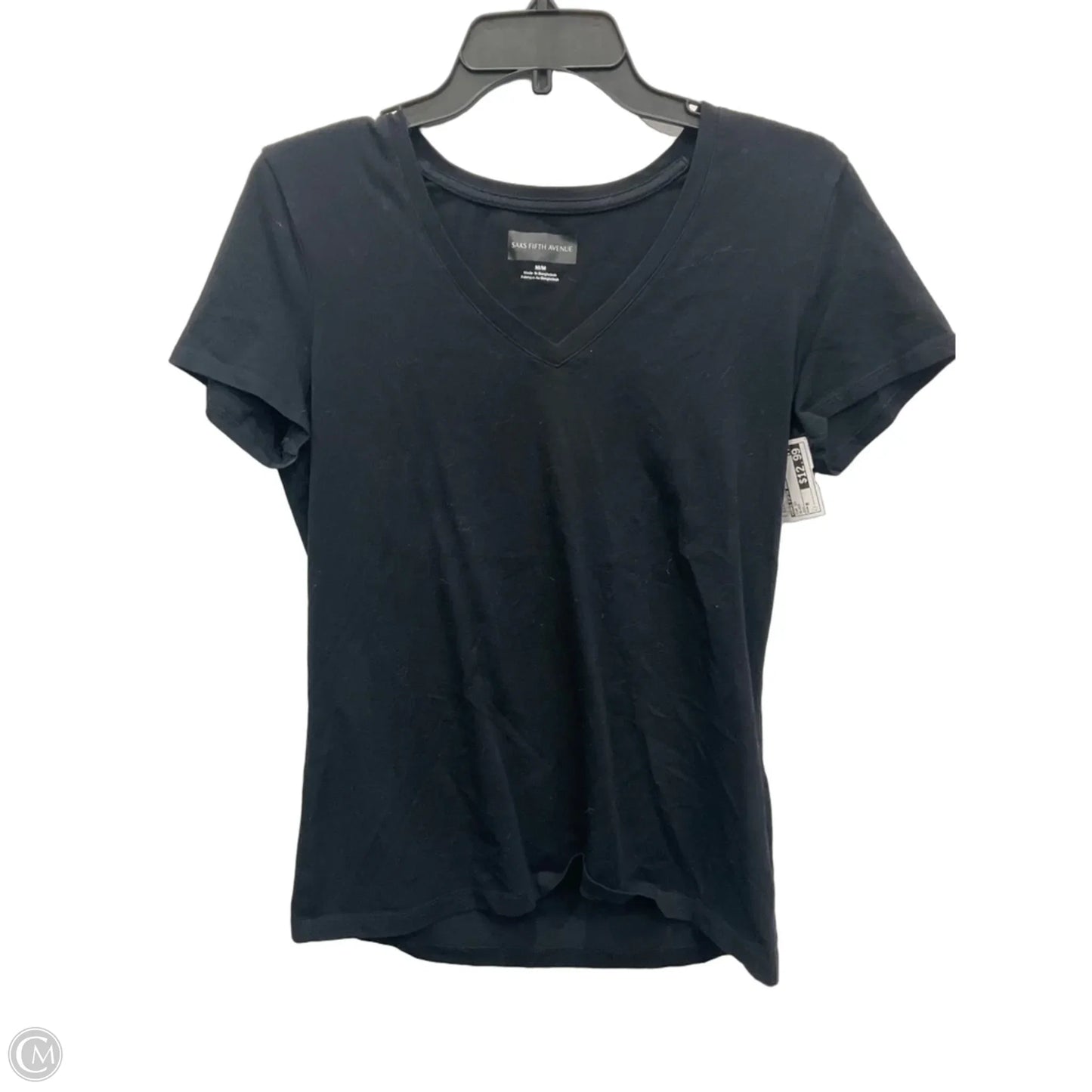 Top Short Sleeve By Saks Fifth Avenue In Black, Size: M