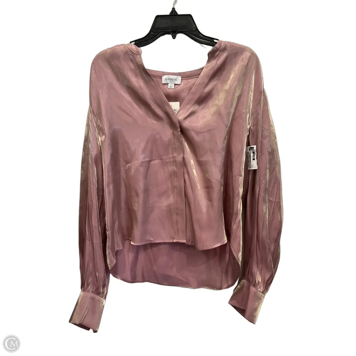 Blouse Long Sleeve By Evereve In Pink, Size: L