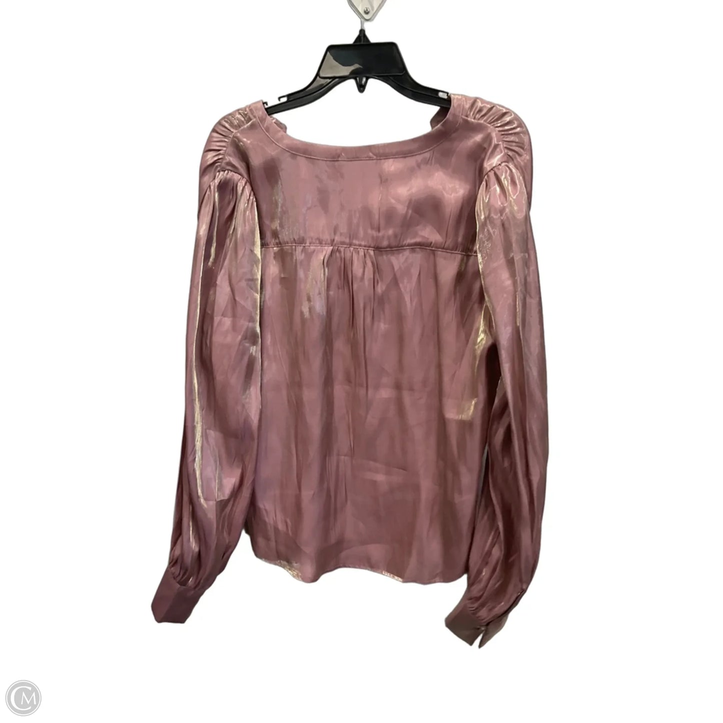 Blouse Long Sleeve By Evereve In Pink, Size: L