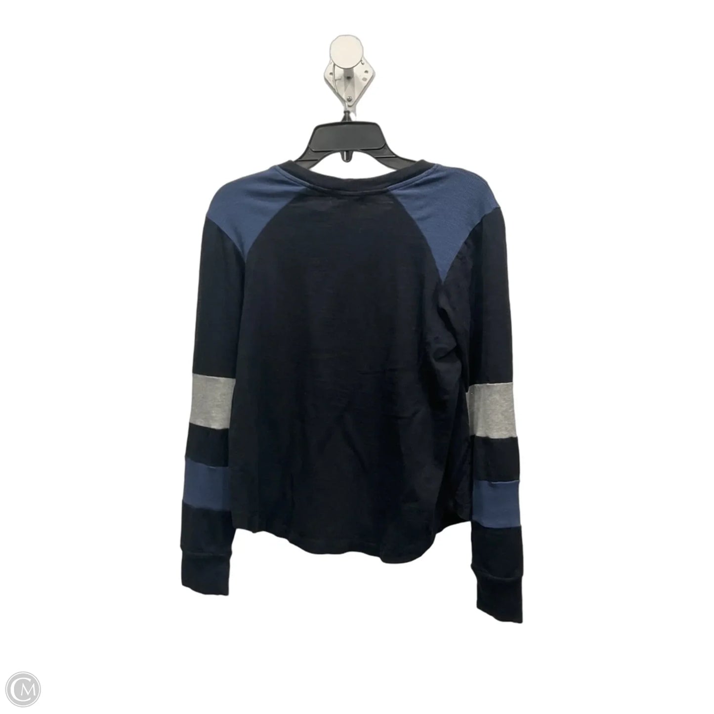 Top Long Sleeve By Evereve In Black & Blue, Size: S