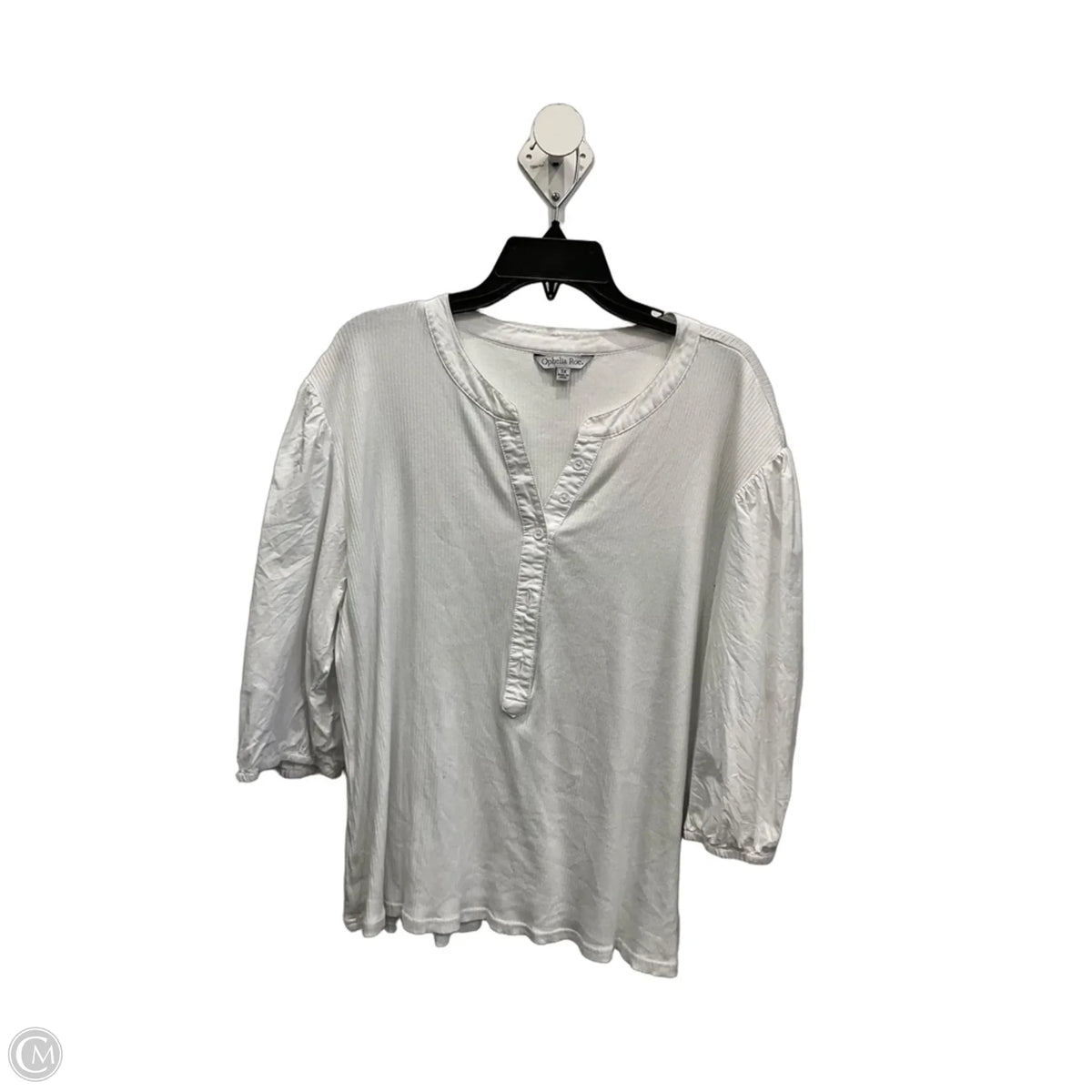 Top 3/4 Sleeve By Ophelia Roe In White, Size: 3x
