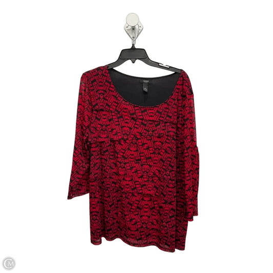Top 3/4 Sleeve By Alfani In Black & Red, Size: 3x