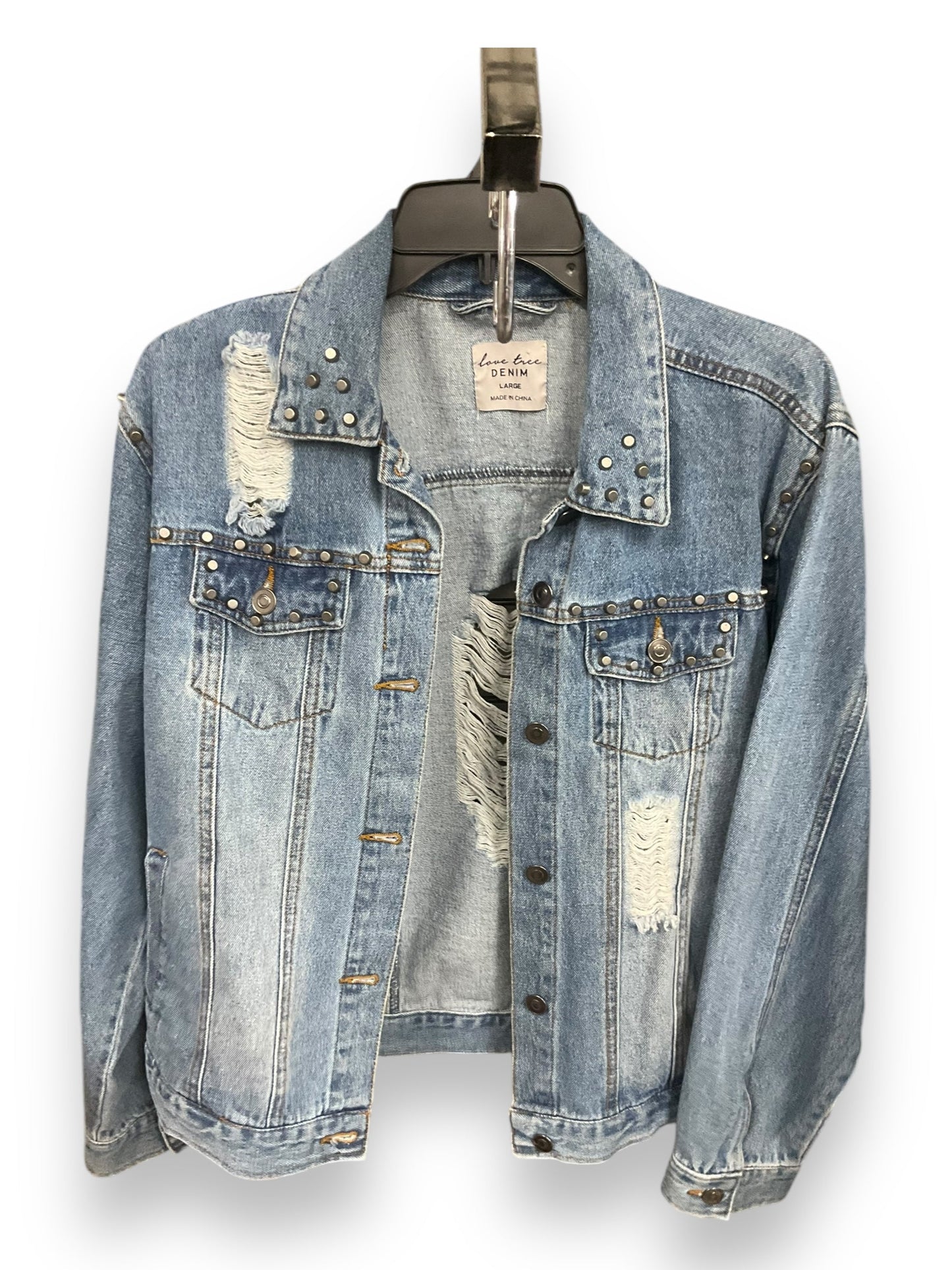 Jacket Denim By Love Tree In Blue, Size: L