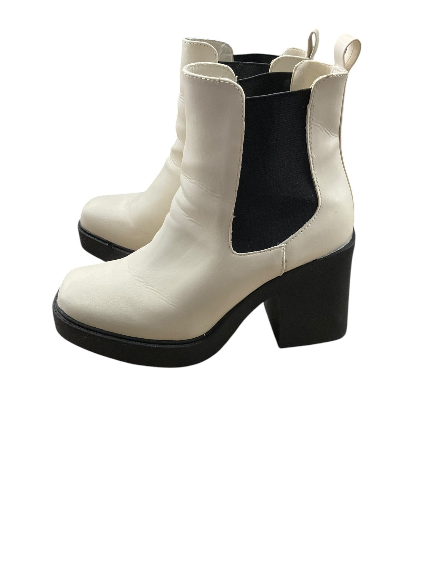 Boots Ankle Heels By Mia In Black & White, Size: 8