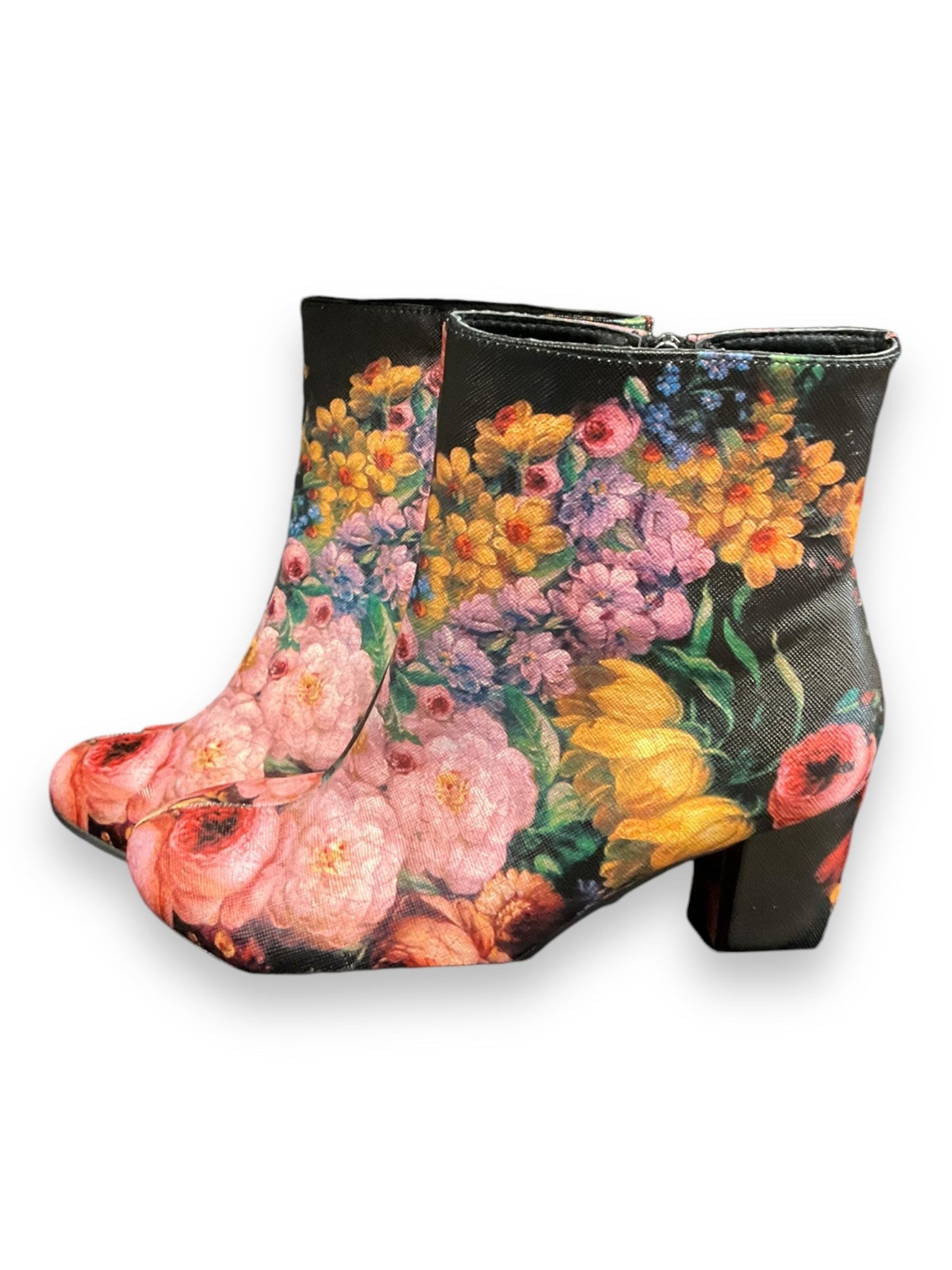 Boots Ankle Heels By Diba In Floral Print, Size: 8