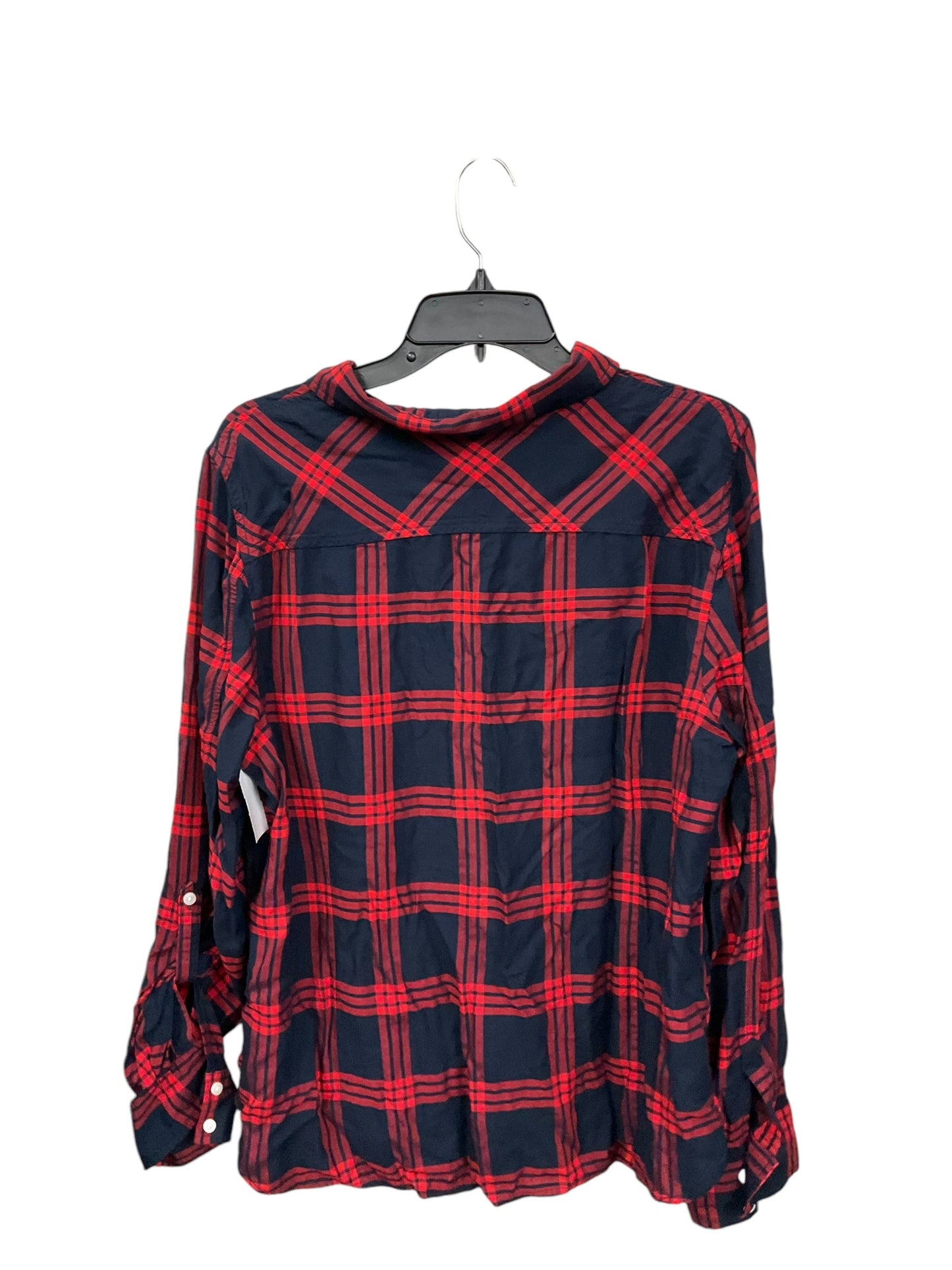 Top Long Sleeve By Tommy Hilfiger In Plaid Pattern, Size: Xxl