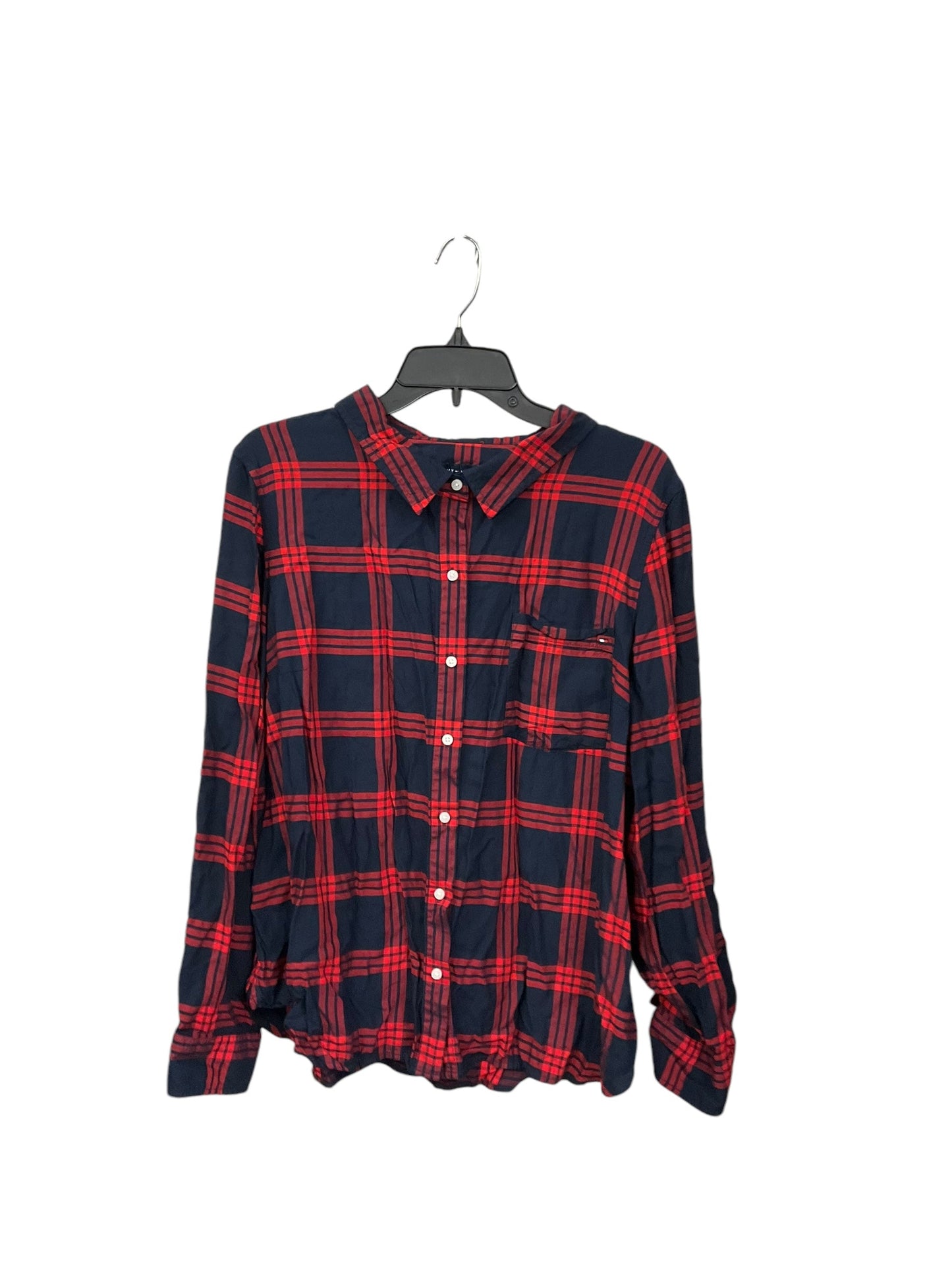 Top Long Sleeve By Tommy Hilfiger In Plaid Pattern, Size: Xxl