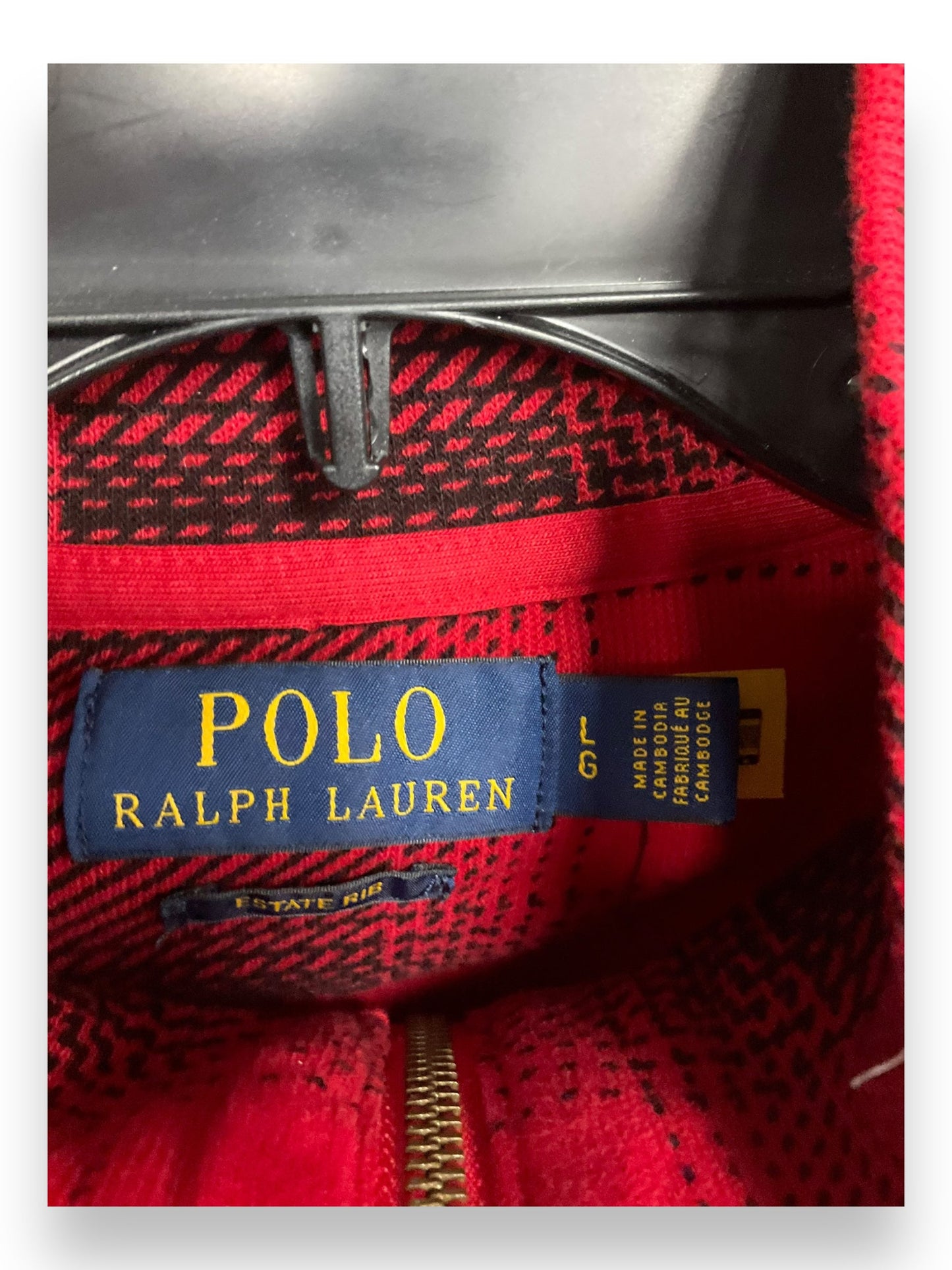 Sweater By Polo Ralph Lauren In Plaid Pattern, Size: L