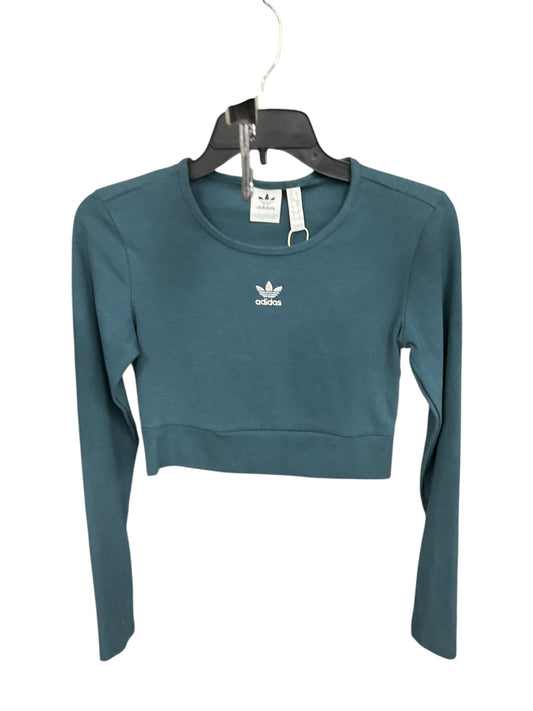 Athletic Top Long Sleeve Crewneck By Adidas In Teal, Size: S