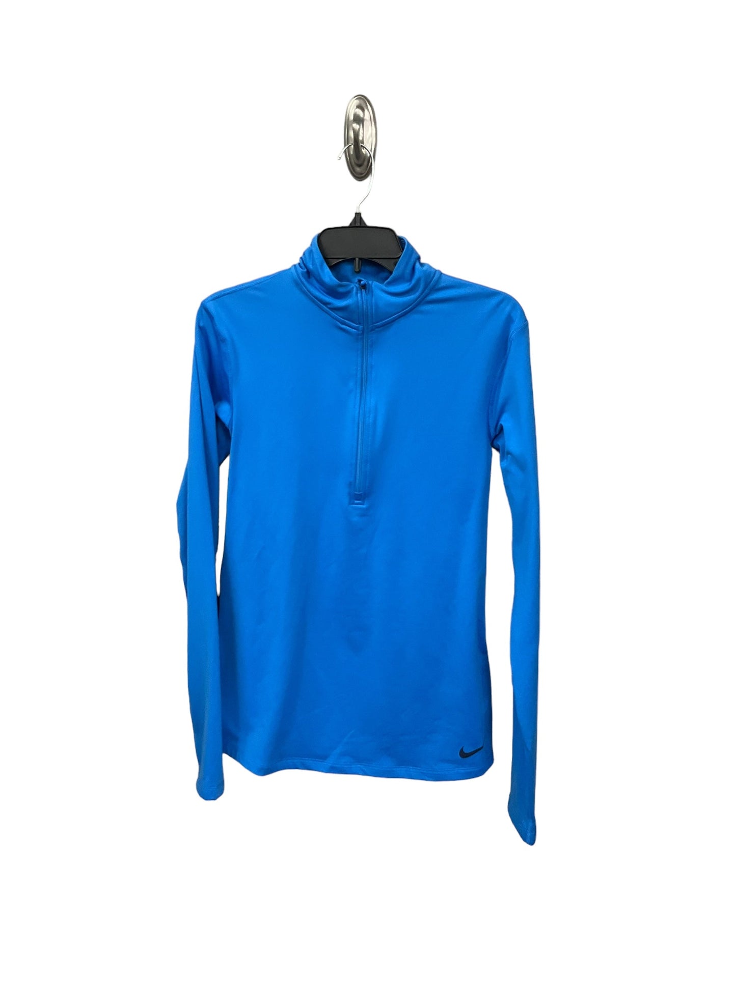 Athletic Top Long Sleeve Collar By Nike In Blue, Size: L