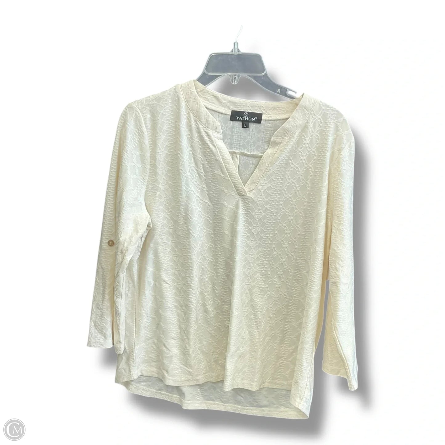 Top Long Sleeve By Clothes Mentor In Cream, Size: L