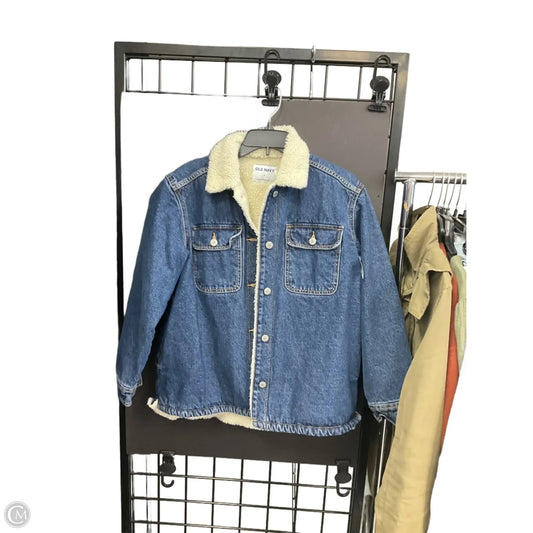 Jacket Faux Fur & Sherpa By Old Navy In Blue Denim, Size: S