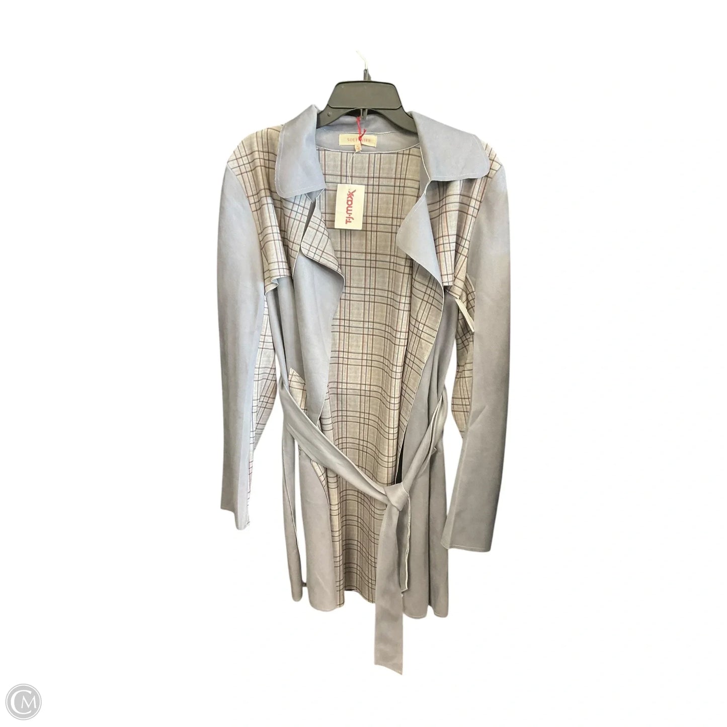 Coat Trench Coat By Solitaire In Grey, Size: Xl