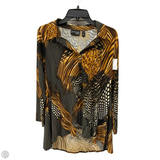 Top 3/4 Sleeve By Attitude In Animal Print, Size: Sp