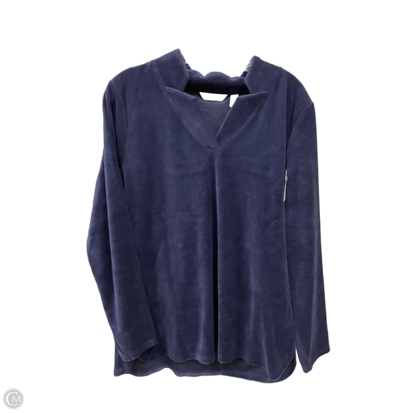 Top Long Sleeve By D&co. In Blue, Size: M