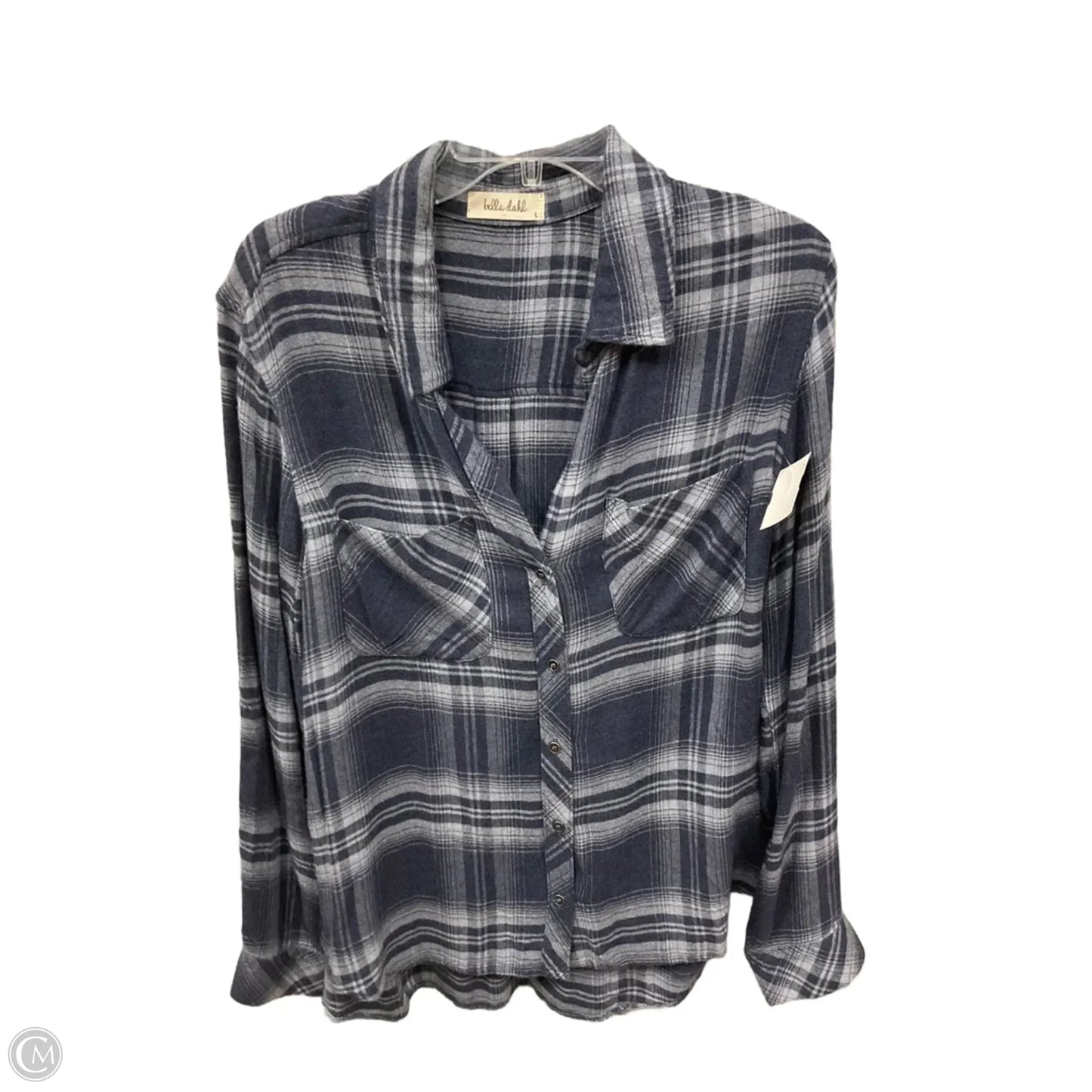 Blouse Long Sleeve By Bella Dahl In Plaid Pattern, Size: L
