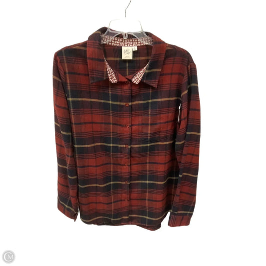 Blouse Long Sleeve By White Crow In Plaid Pattern, Size: L