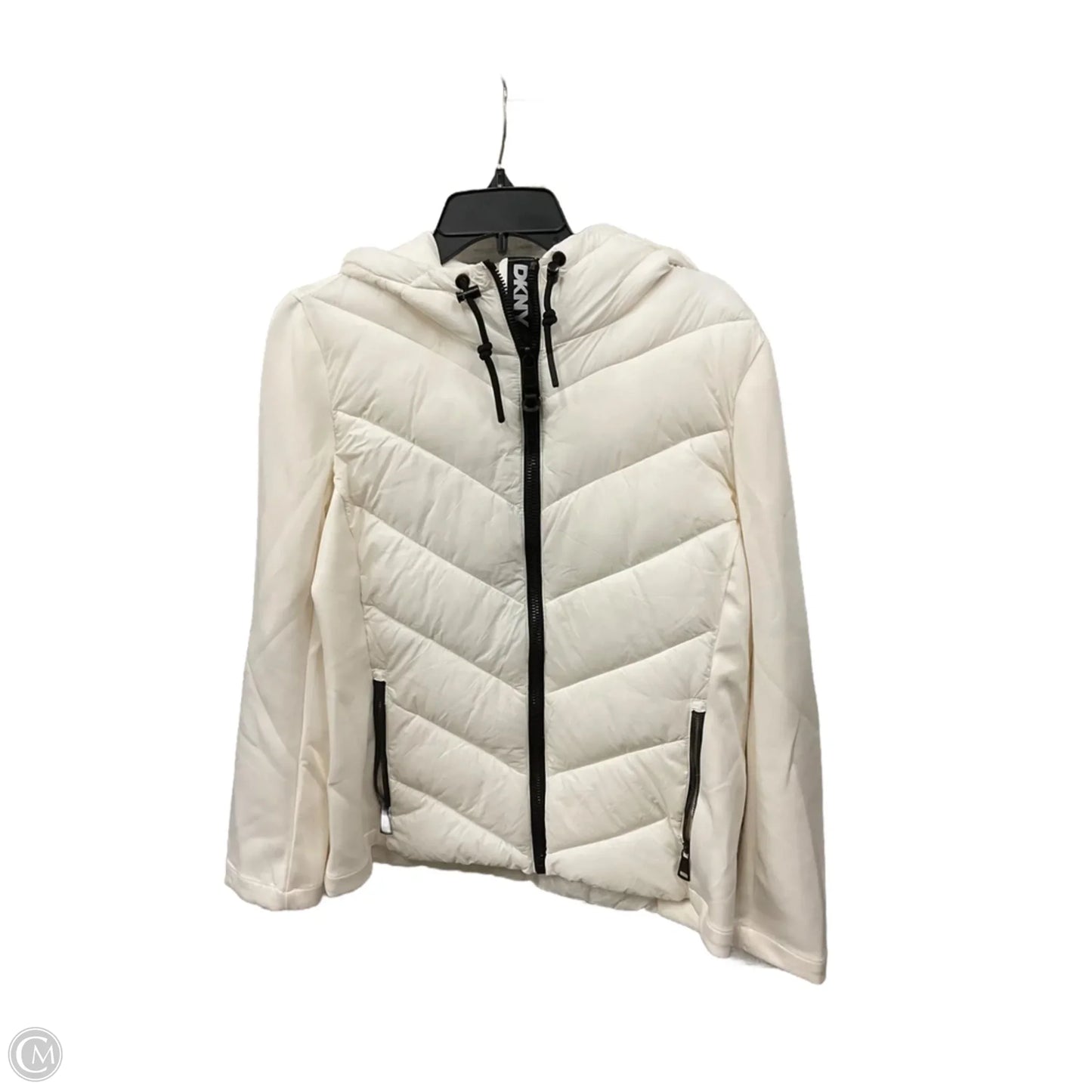 Jacket Puffer & Quilted By Dkny In Ivory, Size: L