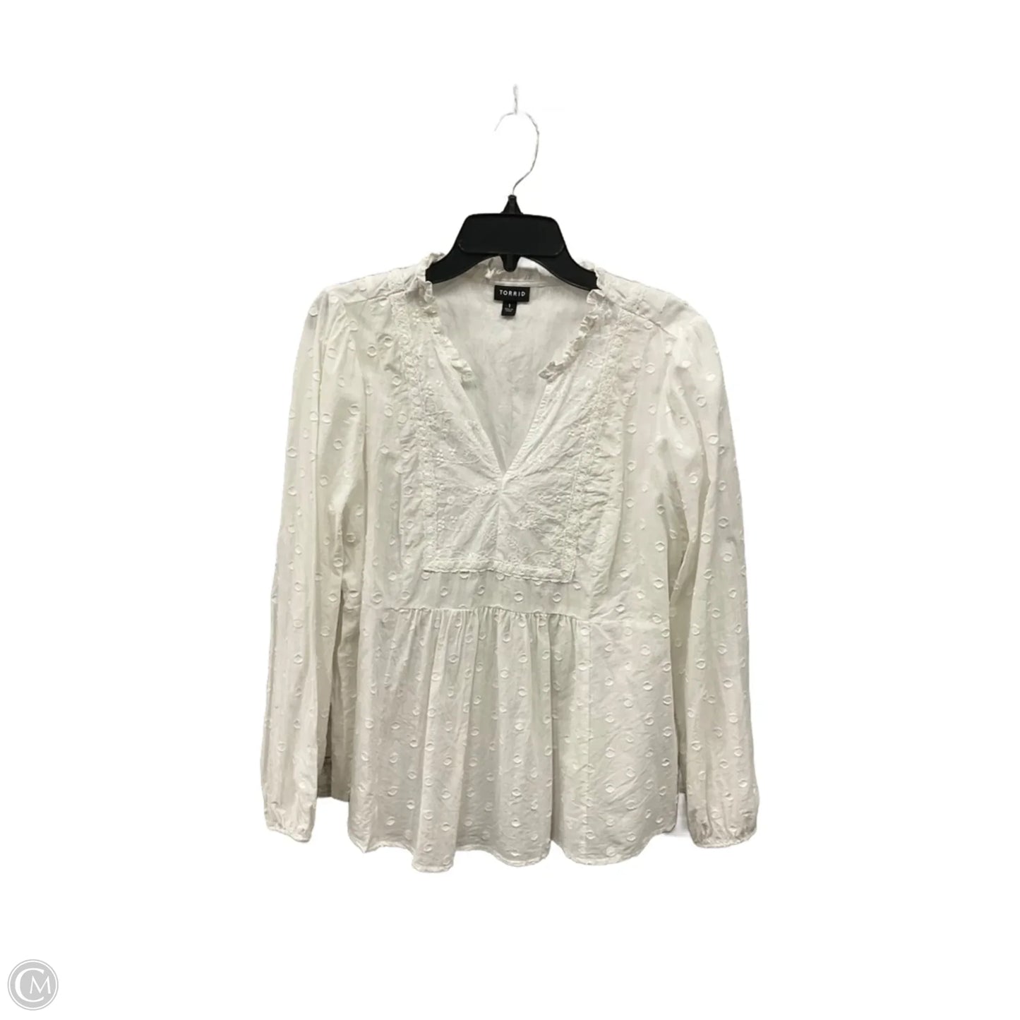 Top Long Sleeve By Torrid In White, Size: 1x