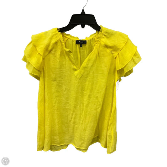 Top Sleeveless By Theory In Yellow, Size: L