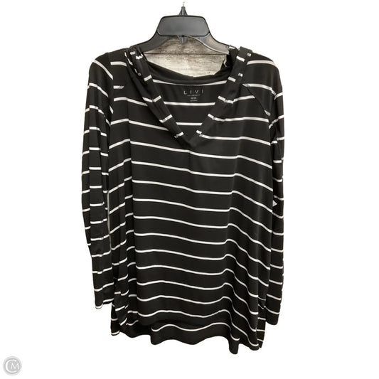 Athletic Top Long Sleeve Hoodie By Livi Active In Black & White, Size: 1x