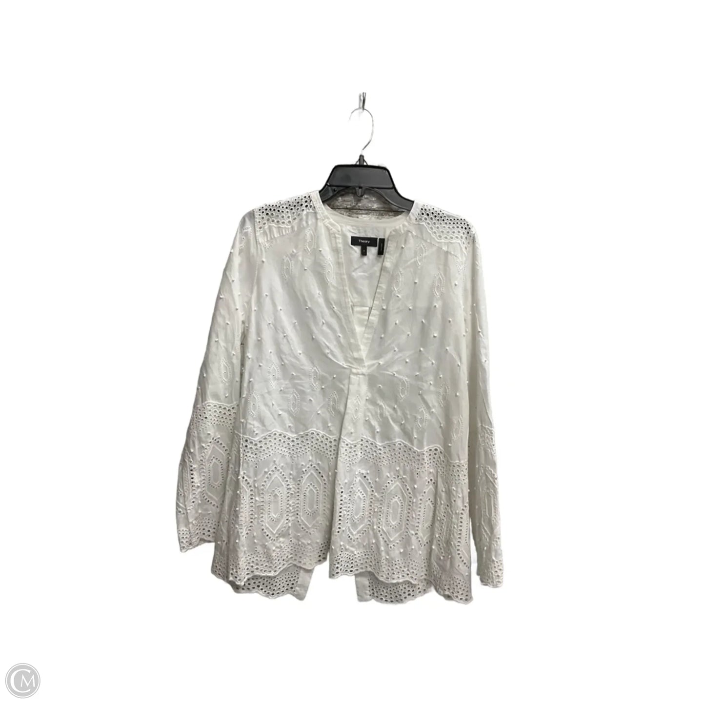 Blouse Long Sleeve By Theory In White, Size: Sp
