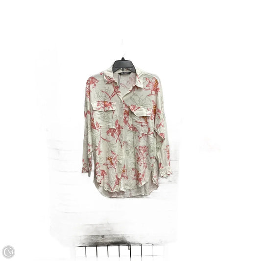 Blouse Long Sleeve By Zara In Floral Print, Size: Xs